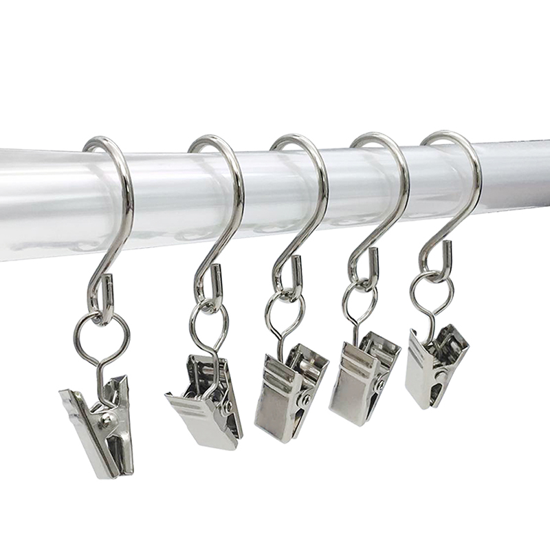 Stainless Steel S Hooks Curtain Clips, 50 Pack Hanging Party Lights Clips Hangers Gutter Photo, Art Craft Display
